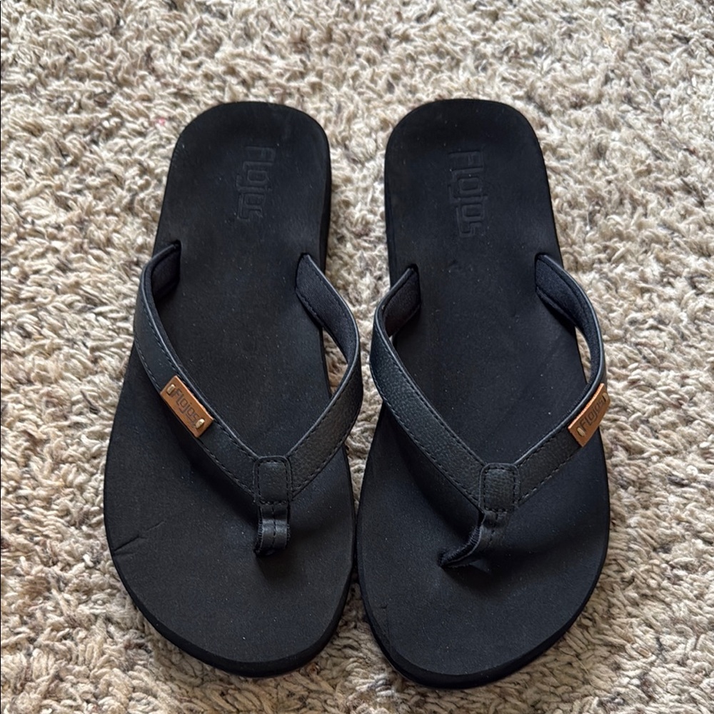 Flojos Black Sandals with Logo Accent
